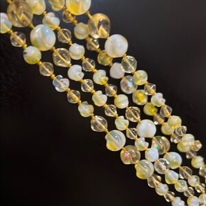 Miriam Haskell loose Strand Yellow Opalescent Art Glass Bead Necklace